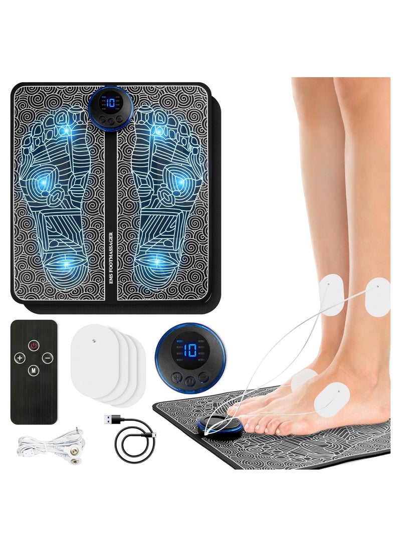 مدلك كهربائي للقدمين والساقين، تدليك القدمين، تخفيف آلام العضلات، تدليك الساقين، دليل إسباني، قابل لإعادة الشحن، جهاز تحكم عن بعد، 8 أوضاع، 19 مستوى، EMS، مدلك القدم.